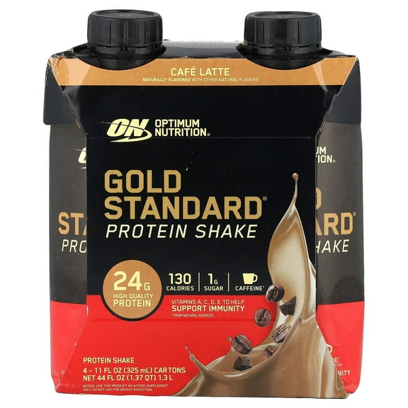 Optimum Nutrition Gold Standard® Protein Shake, Cafe Latte, 4 Cartons, 11 fl oz (325 ml) Each