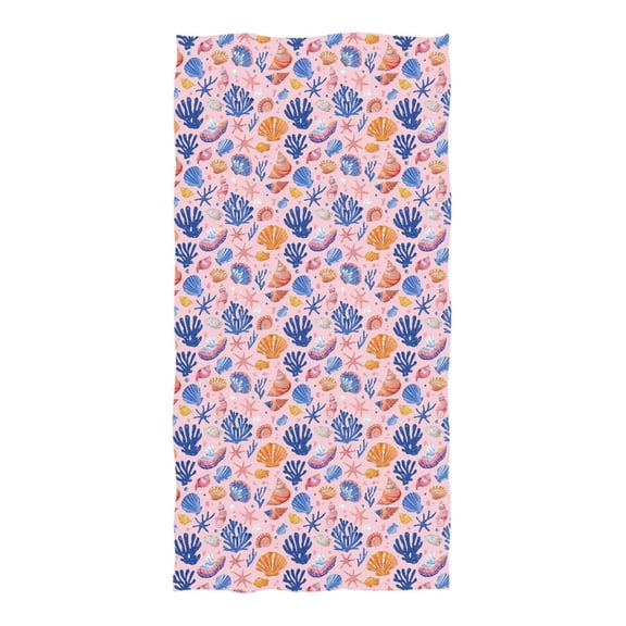 Oversized Beach Towel Extra Large Absorbent Microfiber Bath Towels Soft Quick Drying Colorful Seashells Seaweed 74"x37"