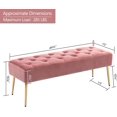 thumbnail image 3 of DUHOME Modern Velvet Ottoman , Button-Tufted Upholstered Bedroom Benches,End of Bed  with Gold Base for Entryway Living Room Dining Room, Pink, 3 of 8