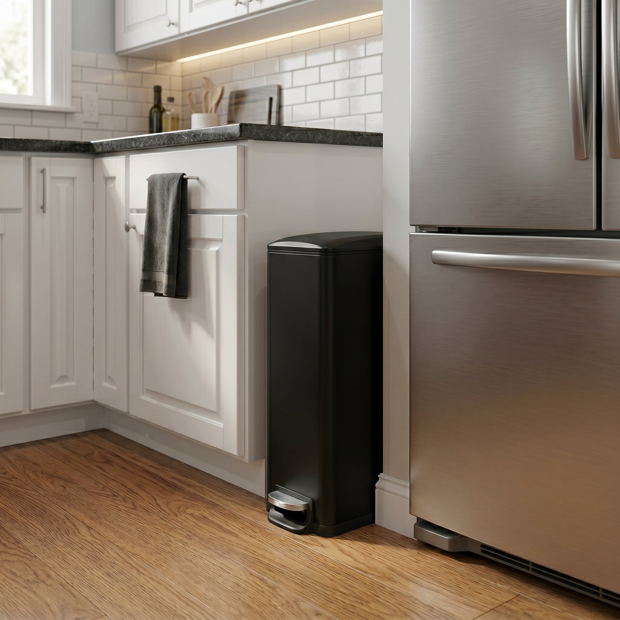 Innovaze 11.9 Gal./ 45 Liter  Slim Stainless-Steel-Made Step-on kitchen Trash Can (Matt Black)