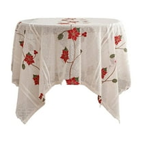 JeashCHAT Christmas Poinsettia Tablecloth, 55"x39" Red Embroidered Christmas Flowers Table Cloth, Decorative Table Cover for Xmas Holiday Party Kitchen Dining Table Decor