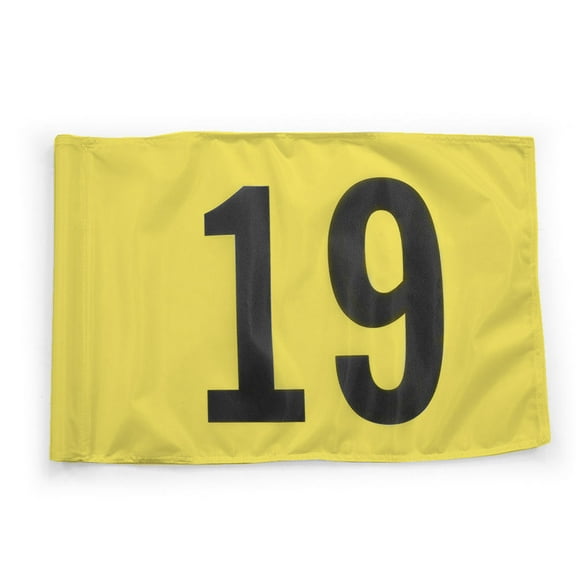 Vispronet Numbered Golf Flag, 20in x 14in, Yellow with Black Number 19