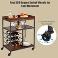thumbnail image 6 of Gymax 3 Tier Storage Kitchen Trolley Bar Serving Cart w/Wine Rack & Glass Holder, 6 of 7