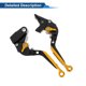 thumbnail image 5 of Palancas de freno y embrague cortas y largas para Kawasaki NINJA650R 2009-2016, palanca de freno ajustable de motocicleta, aleación de aluminio, mango negro con extremo dorado, 5 of 6