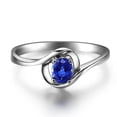 thumbnail image 2 of Solitaire 8x6mm Oval Shape Blue Sapphire Wedding Ring on 10k White Gold, 2 of 5