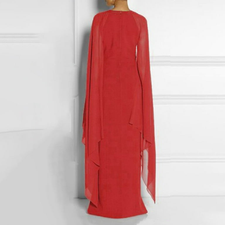 red cape dress plus size Yours London Women's Plus Size Burgundy Red Maxi Cape Dress Size 16