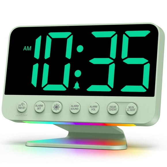 Reloj despertador digital Odokee, grande y audaz, número 5, brillo