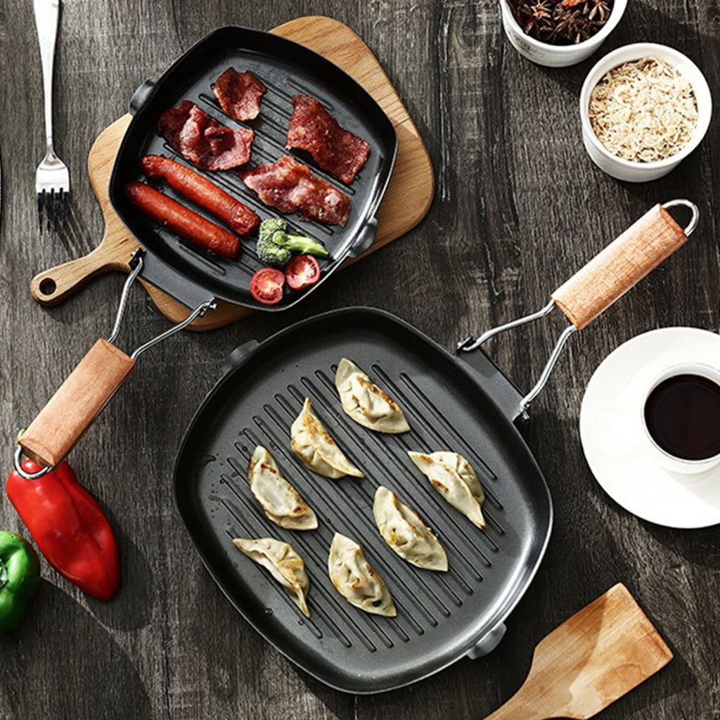 Large Nonstick Grilling Pans Foldable Dish Pans Steak Pans Refined Iron Texture Suitable for Stovetops Easy Cooking