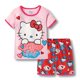 thumbnail image 3 of Traje de manga corta de algodón puro con dibujos de Hello Kitty, pijama para niñas, camiseta + Pantalones de cinco puntos, servicio a domicilio, ropa para niños, 3 of 5