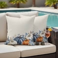 thumbnail image 4 of Thanksgiving Pumpkin Outdoor Waterproof Pillow Covers, Fall Farmhouse Eucalyptus Leaves Decorative Square Throw Pillowcase Sofa Cushion Sham for Patio/Couch/Chair, 24"x24" 2 Pack, 4 of 8