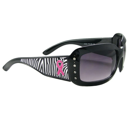 Breast Cancer Awareness Pink Ribbon Black Frame Fashion Sunglasses Zebra S4ZB