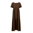 thumbnail image 6 of Mohiass Womens Summer Dresses 2025 Plus Size Short Sleeve V Neck Boho Maxi Dress Loose Casual Beach Long Sundresses Brown 3XL, 6 of 7
