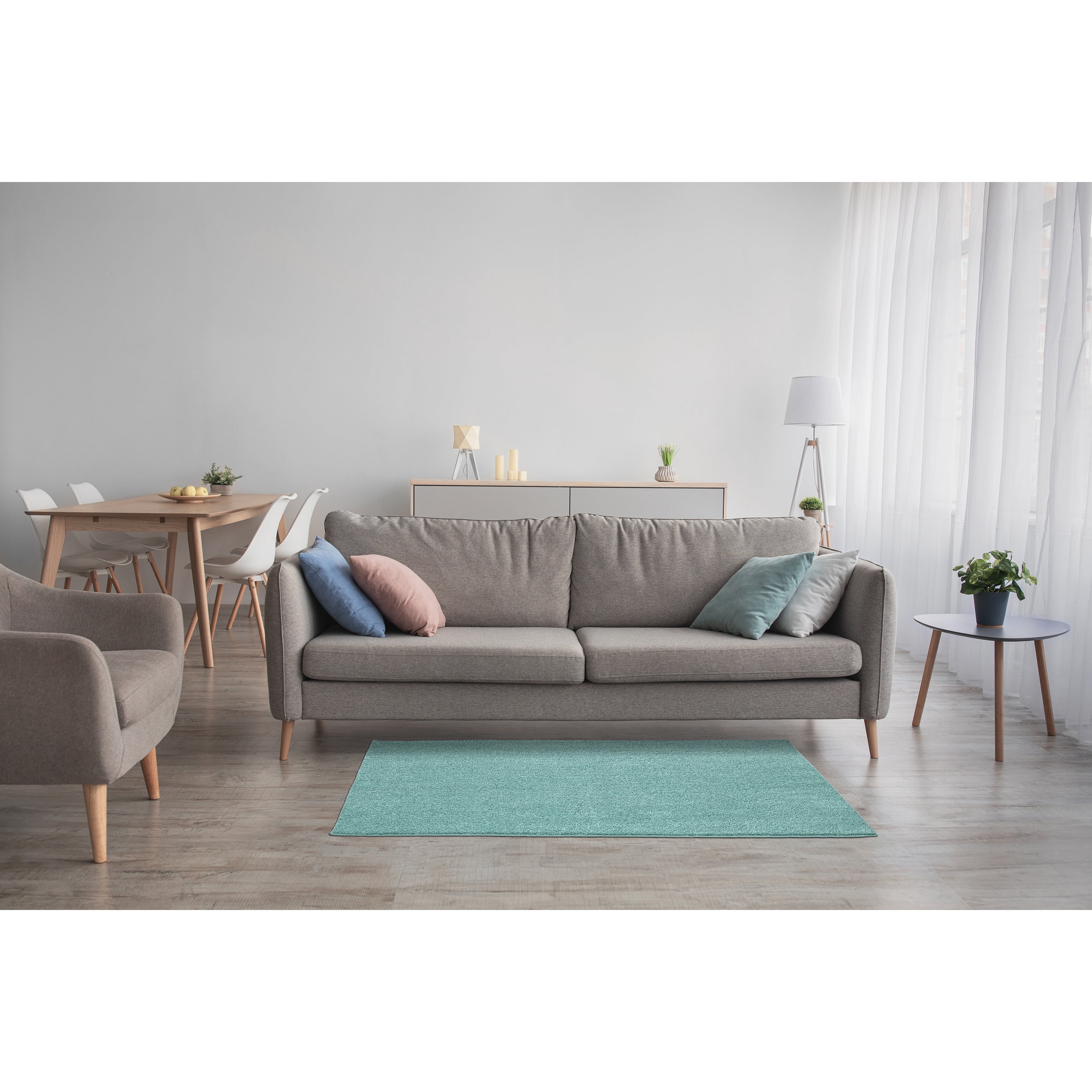Garland Rug Palmer Plush Washable Sea Foam Indoor Area Rug, 3' x 5'