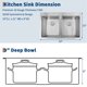 thumbnail image 5 of Yeshouse Fregadero de cocina de 33 x 22 pulgadas, montaje superior, doble estación de trabajo en acero inoxidable T-304 50/50, tipo granja de calibre 16, con coladores y accesorios, 5 of 8