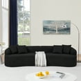 thumbnail image 3 of Sofa in Lamb's Wool Fabric, Modern Minimalist Style, Compressed (No Assembly Required), Comfy for Living Room & Bedroom - Black, 3 of 9