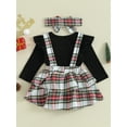thumbnail image 5 of Newborn Baby Girl Clothes 3M 6M 12M 18M 24M Spring Autumn Clothing Sets Long Sleeve Bodysuit+Plaid Suspender Skirt Headband Clothes Xmas Outfits, 5 of 10