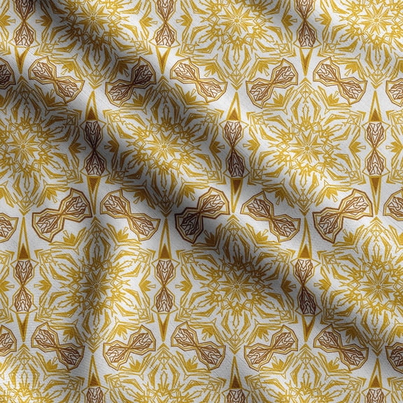 Soimoi Kaleidoscope Print,Cotton Cambric, Quilting Fabric Sold by The Yard 42 Inch Wide, Medium Weight Cotton Fabric, SewingSupplies,Yellow