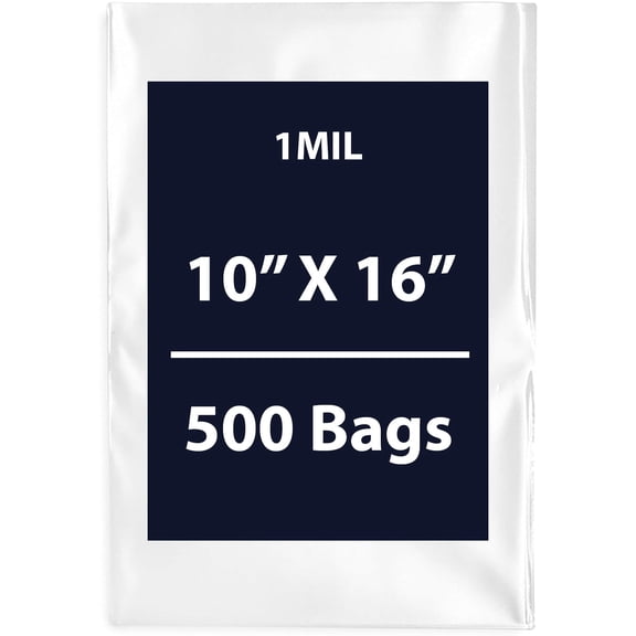 Clear Flat Poly Bags, 1Mil 15" X 18" & 500 Bags | Low-Density Polyethylene (LDPE), Flat Open Top Plastic Packaging Packing | Flexible and Durable Plastic Bags