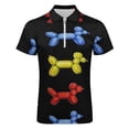 thumbnail image 4 of Balloon Dogs, Black Background Men Zipper T-shirt Summer Casual Short Sleeve T-shirt Top, 4 of 7