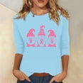 thumbnail image 2 of IROINNID Deals Breast Cancer Pullover for Women Breast Cancer Awareness Comfy Printed Loose T-shirt 3/4 Sleeves Blouse Round Neck Tops,Sky Blue, 2 of 5