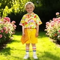 thumbnail image 2 of FYEGRE Boys Outfit with Short Sleeve Top, Casual Shorts & Socks, Cute Playful Ensemble for Spring/Summer, Family Gatherings & School Events Yellow 9-10 Years, 2 of 6