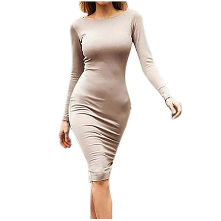 Fashion Solid Long Sleeve Zipper Bodycon Dress Fashion Solid Long Sleeve Zipper Bodycon Dress