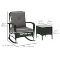 thumbnail image 3 of Outsunny Bistro Set with Rocking Chairs, Wicker Patio Furniture Set, Grey, 3 of 10