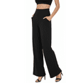 thumbnail image 2 of MLDRA Women’s Wide Leg Pants High Waist Work Slacks Casual Trousers with Pockets Stretchy Palazzo Lounge Pants Fall 2025 Black, 2 of 6