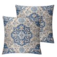 AWERP Grey Blue Boho Style Throw Pillow Cover Ethnic Design Pattern