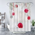 thumbnail image 4 of Merry Christmas Shower Curtain Red Silver Xmas Balls Snowflake Winter Snow Happy New Year Festival Decor Fabric Bathroom Curtain with Hook, 4 of 4