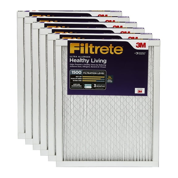 Filtrete MPR 1500 14 x 24 x 1 Healthy Living Ultra Allergen Reduction AC Furnace Air Filter, Delivers Cleaner Air Throughout Your Home, 6-Pack