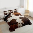 thumbnail image 4 of Homewish Rsutic Cow Hide Queen Comforter Set,Country Farmhouse Lodge Bedding Sets,Brown Beige Bedding Comforter Set For Girls,Breathable Home Decor Reversible,3 Pieces, 4 of 9