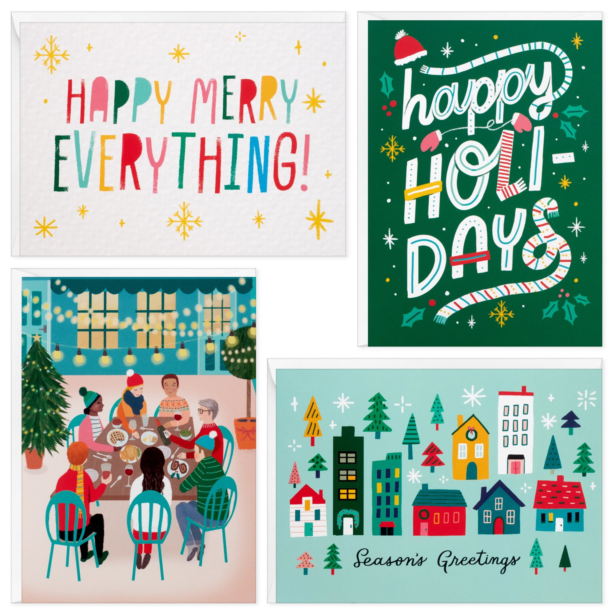 Hallmark Boxed Assorted Christmas Notes, Bright and Cheery (Pack of 20 Cards with Envelopes)