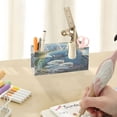 thumbnail image 6 of BZSMCE Acrylic 4 Compartments Pencil Holder Organizer Makeup Brush Holder In Azure Parrot Family Nest Pattern, 6 of 6