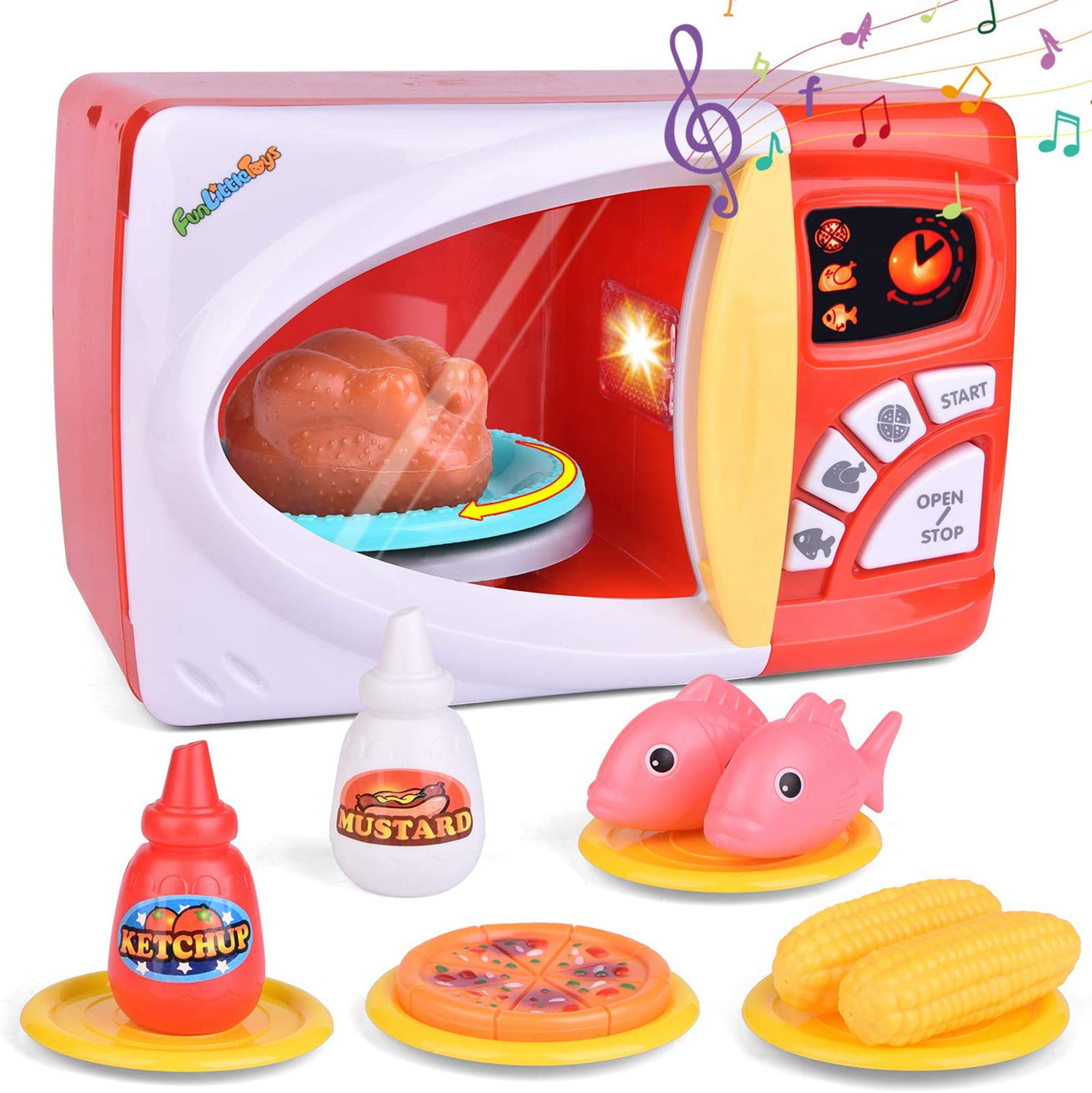 Kids Cooking Role Play Toy Kitchen Set Microwave Kettle Toaster Children's Gift 