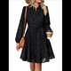 thumbnail image 3 of Vestidos de Otoño 2025 de Larga para Mujer, Minivestido Informal de Corte A con Botones y Cinturón, para Otoño e Invierno. Negro L, 3 of 10
