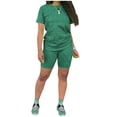 thumbnail image 4 of Daqian Womens Plus Size Shorts Women Casual Summer Home Pure Colour Short Sleeves Shorts 2 Piece Sports Suit Plus Size Shorts for Women Green 18, 4 of 5