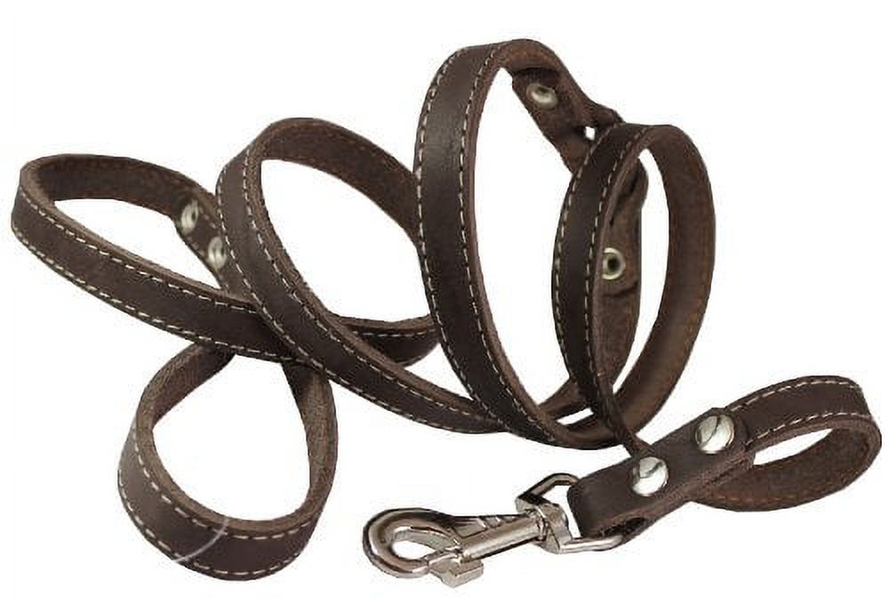 6' Genuine Leather Braided Dog Leash Brown 3/4" Wide for Largest Breeds