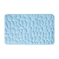 PureCasa Embossed Polyester Bath Rugs Water Absorbing, Non-Slip Entrance Doormat Floor Mat for Bathroom Kitchen Toilet, Solid Color Home Decor Door Mat, 16"x24", 1 Pack, Light Blue, Rectangle