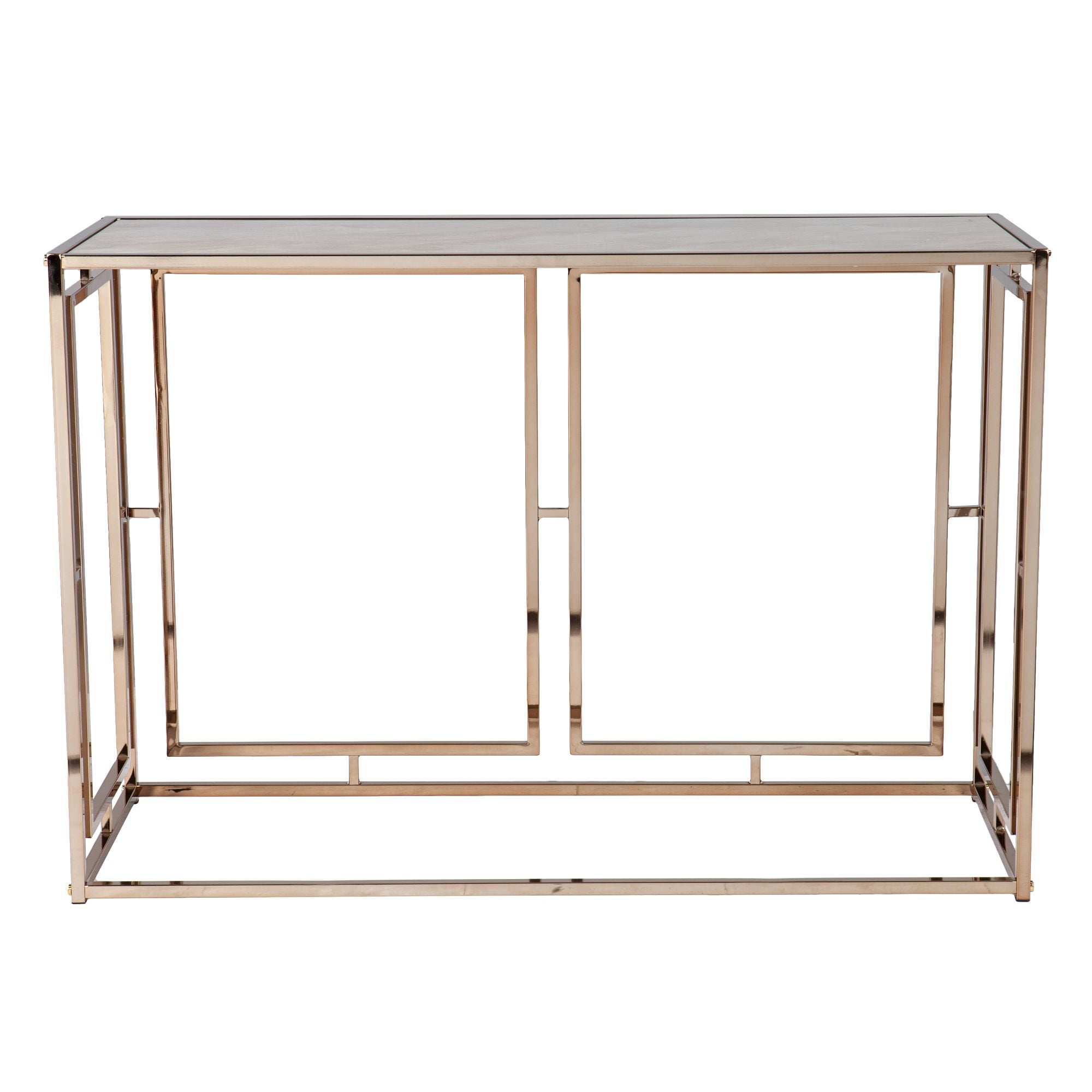 Photo 1 of 43.75 Metallic Gold Classic Faux Marble Console Table