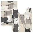 thumbnail image 7 of Yayeee Bath Rugs for Bathroom Floor Set of 2 Non Slip Fluffy Soft Absorbent Mat, Beige Cute Cats, 7 of 7