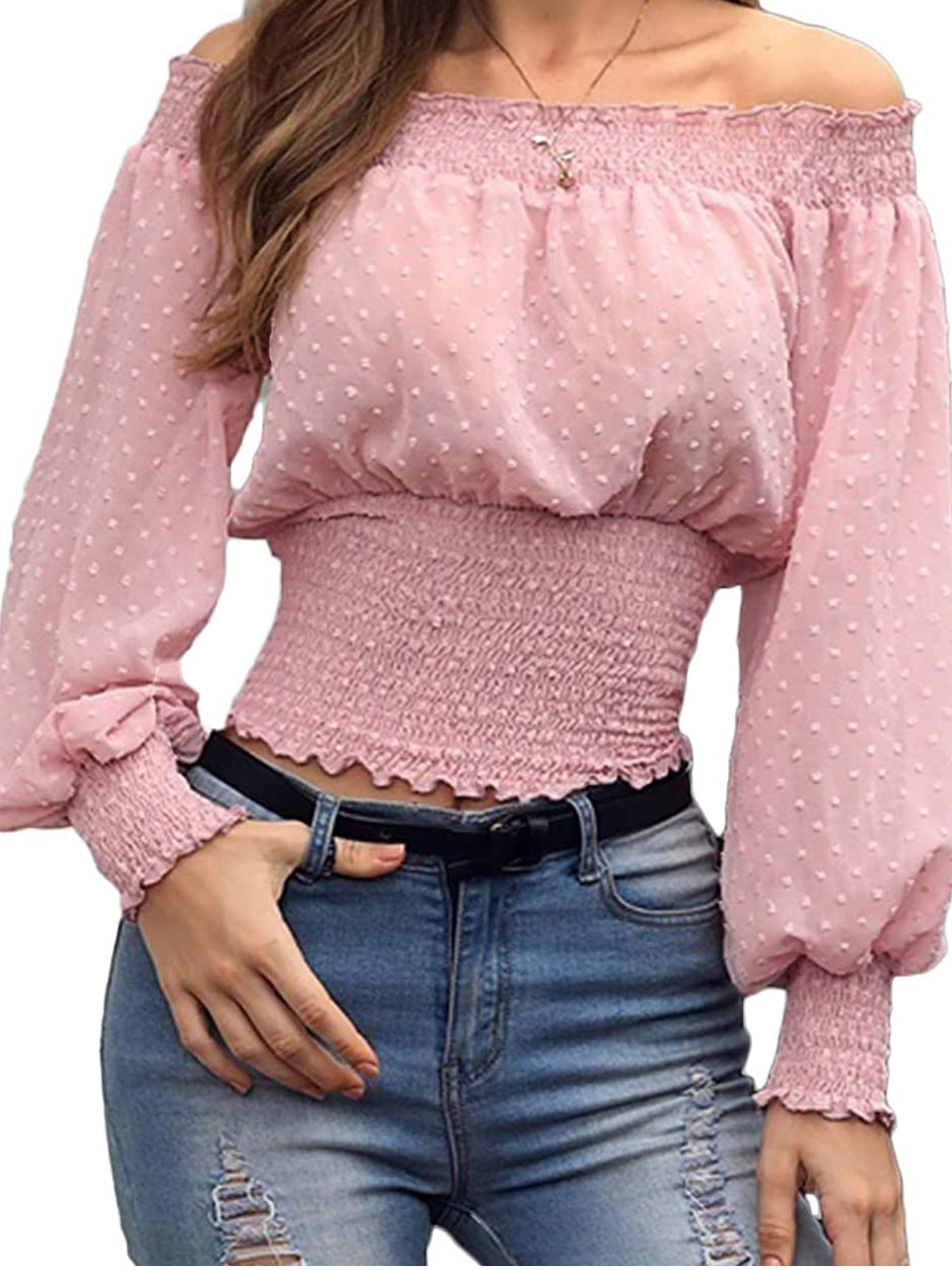 Women Chiffon Off Shoulder Ruffle Frill 
