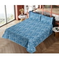 thumbnail image 4 of Ambesonne Ocean Fitted & Flat Sheet with Shams 4 Pcs Set, Big Waves Japanese Nautical, King, Sea Blue and Pale Ceil Blue, 4 of 5
