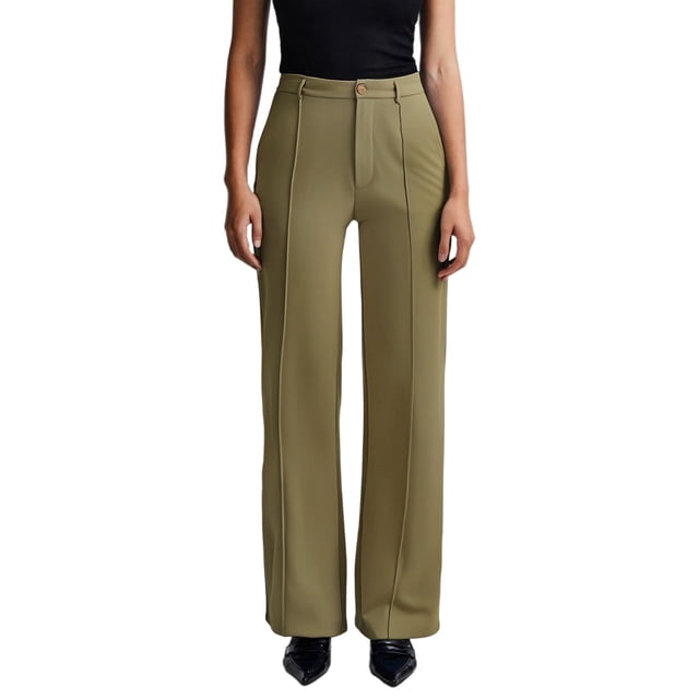 Women's Elastic Button Knit Wide Leg Loose Fit Casual Pants - Comfortable, Versatile & Machine Washable