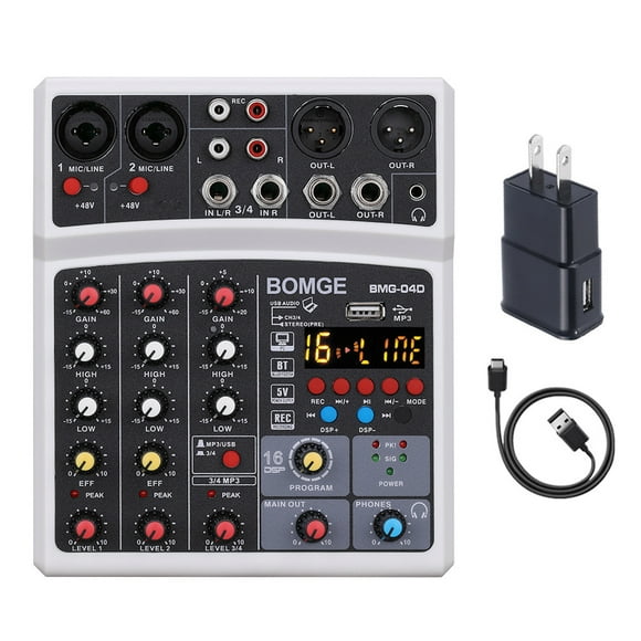 Portable 4 Canaux BT Audio Sound Mixer Multifonctionnelle DJ Console USB 16 DSP Effets Mixer