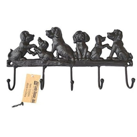 

lulu decor cast iron 5 dog key hooks ideal for dog lovers (antique black)