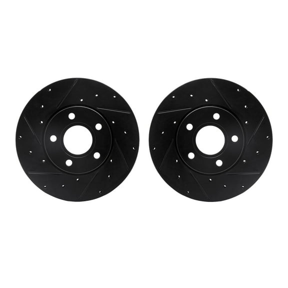 Dynamic Friction Company Front Brake Rotors-Drilled and Slotted-Black 8002-54018