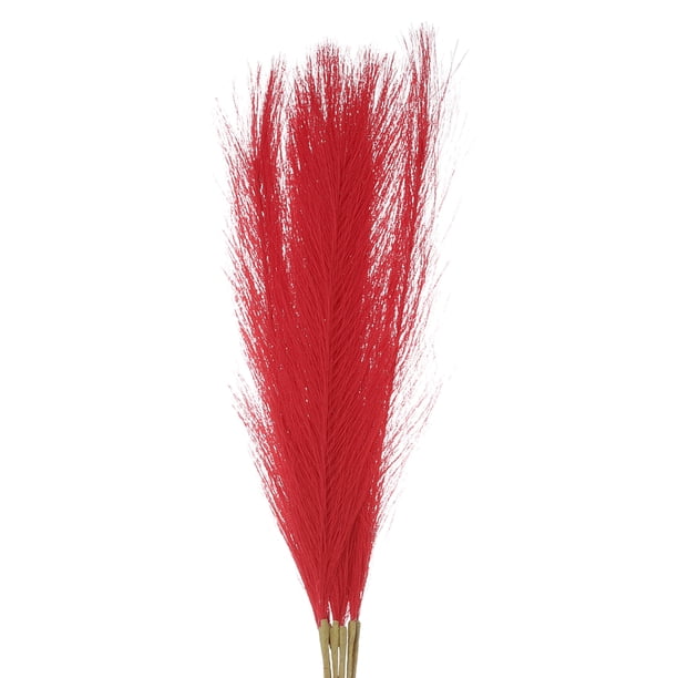 Uxcell 8Pcs Hierba de Pampas Falsa 21" Falsa Pampas para Decoración de Bodas Roja