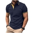 thumbnail image 3 of BVOFAR Big and Tall Golf Shirts for Men Business Casual Color Block T-Shirt Relaxed Fit Short Sleeve Basic Tees Moisture Wicking Performance Tops with Pockets Dark Blue M, 3 of 6