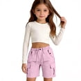 thumbnail image 4 of Nestiefly Girls Cargo Shorts Wide Leg Beach Bermuda Short Pants for Kids Baggy Elastic Waist Pants with Pockets 2026 Pink 130, 4 of 7